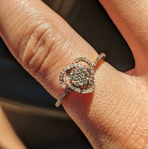 🌴🌊Summer Sale!🌊🌴Lovers Knot Champagne Diamond Rose Gold Ring